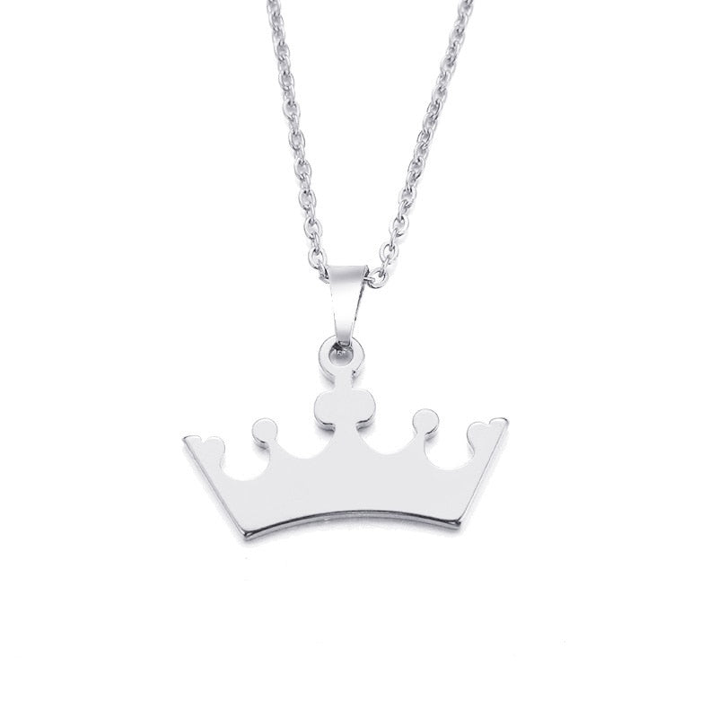DOTIFI Stainless Steel Necklace For Women Man Lover&#39;s Cartoon Crown Gold And Silver Color Pendant Necklace Engagement Jewelry