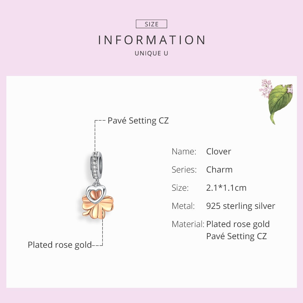 WOSTU colgante de corazón de oro rosa, cuentas de circón de Plata de Ley 925 aptas para Pulsera Original, colgante de plata 925, joyería CQC1238