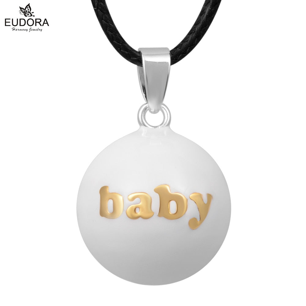 Eudora Baby hands footprint Chime Ball Pendant Necklace Pregnant Ball Angel Caller Pendant For Women MOM Best Gift