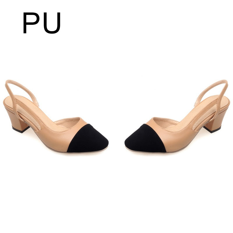 Zapatos de marca de verano para mujer, sandalias altas con correa trasera, zapatos de oficina para mujer, zapatos de tacón alto poco profundos, talla 33-46, 2021