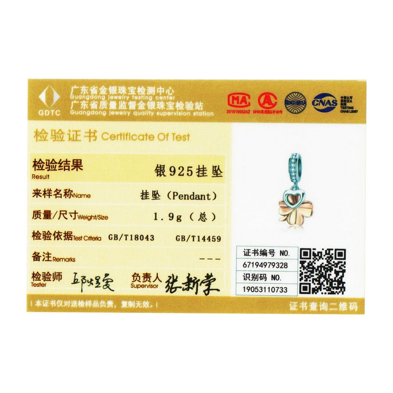 WOSTU colgante de corazón de oro rosa, cuentas de circón de Plata de Ley 925 aptas para Pulsera Original, colgante de plata 925, joyería CQC1238