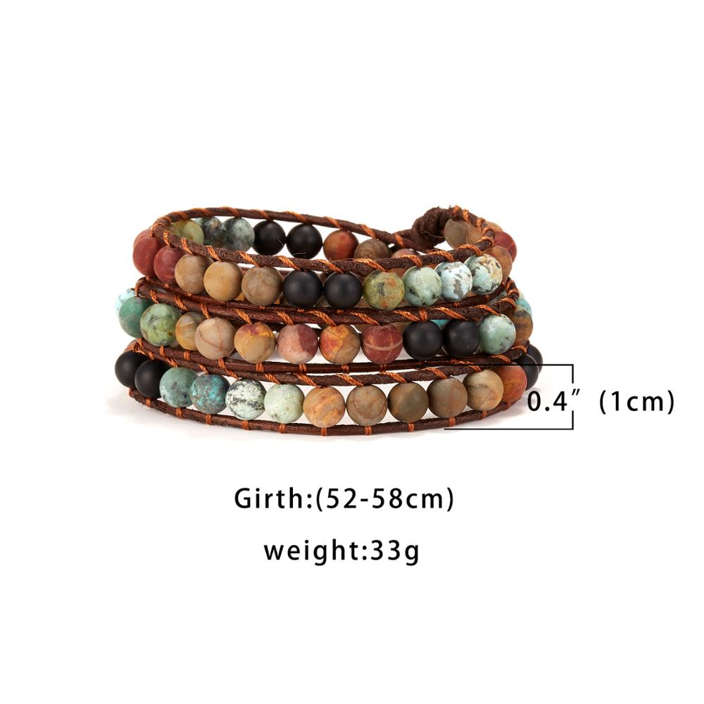 Pulsera de cuentas de piedra Natural para mujer, cadena de cuerda tejida ajustable multicapa Vintage de 3 hebras, regalo de joyería Bohemia a la moda