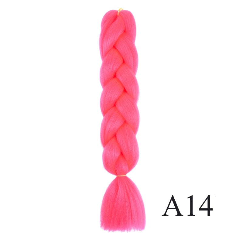 GAKA Women Jumbo Braids Pink Blonde Green Two Tone Color Long Ombre Glowing Twist Synthetic Braiding Hair Extension