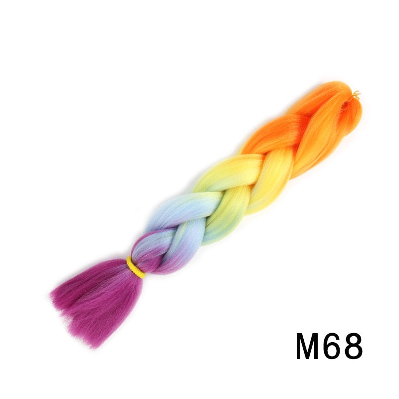 GAKA Women Jumbo Braids Pink Blonde Green Two Tone Color Long Ombre Glowing Twist Synthetic Braiding Hair Extension