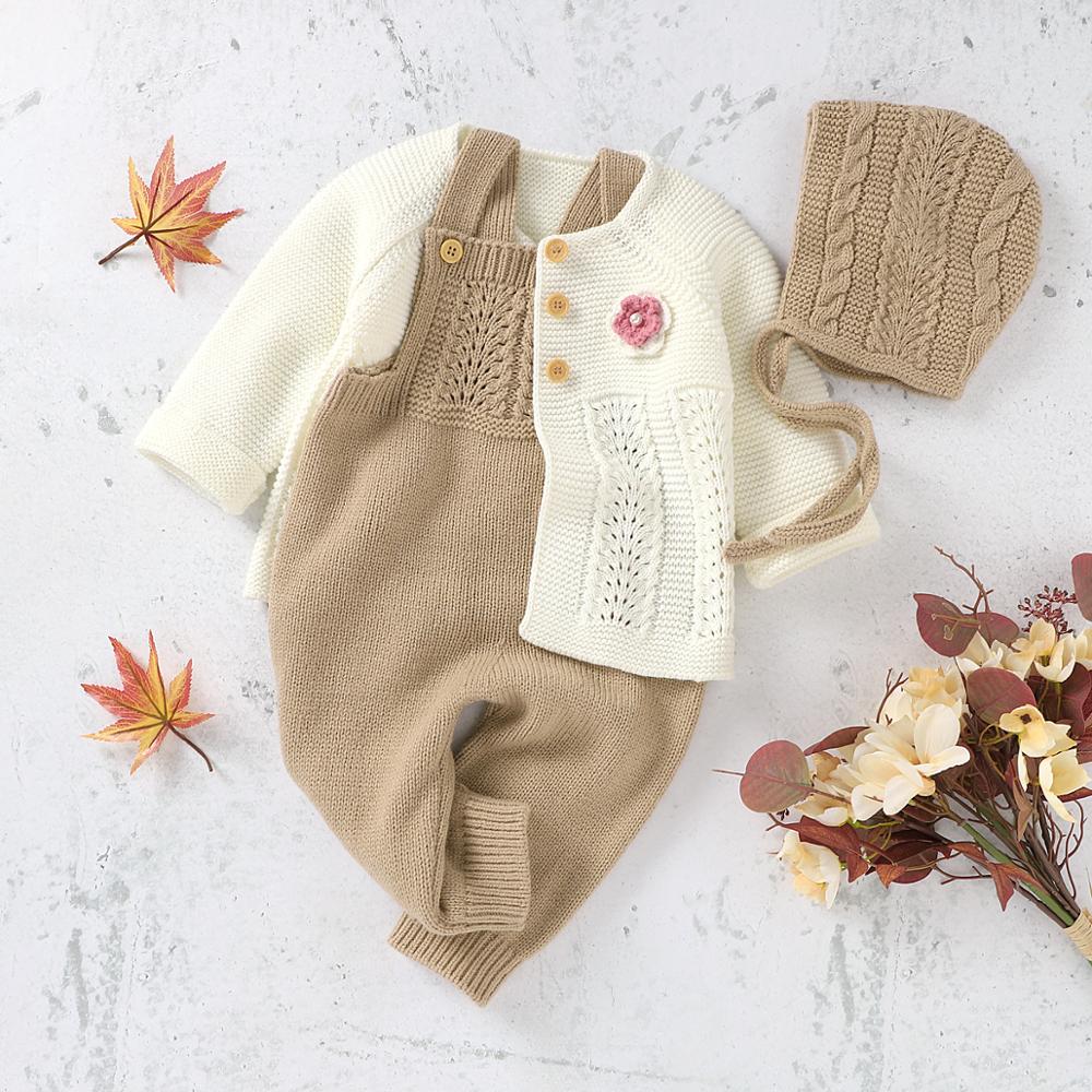 Baby Rompers Autumn Winter Toddler Jumpsuits Infant Tops Clothing  Long Sleeve Newborn Girl Kids Onesies Solid Ribbed Knitted