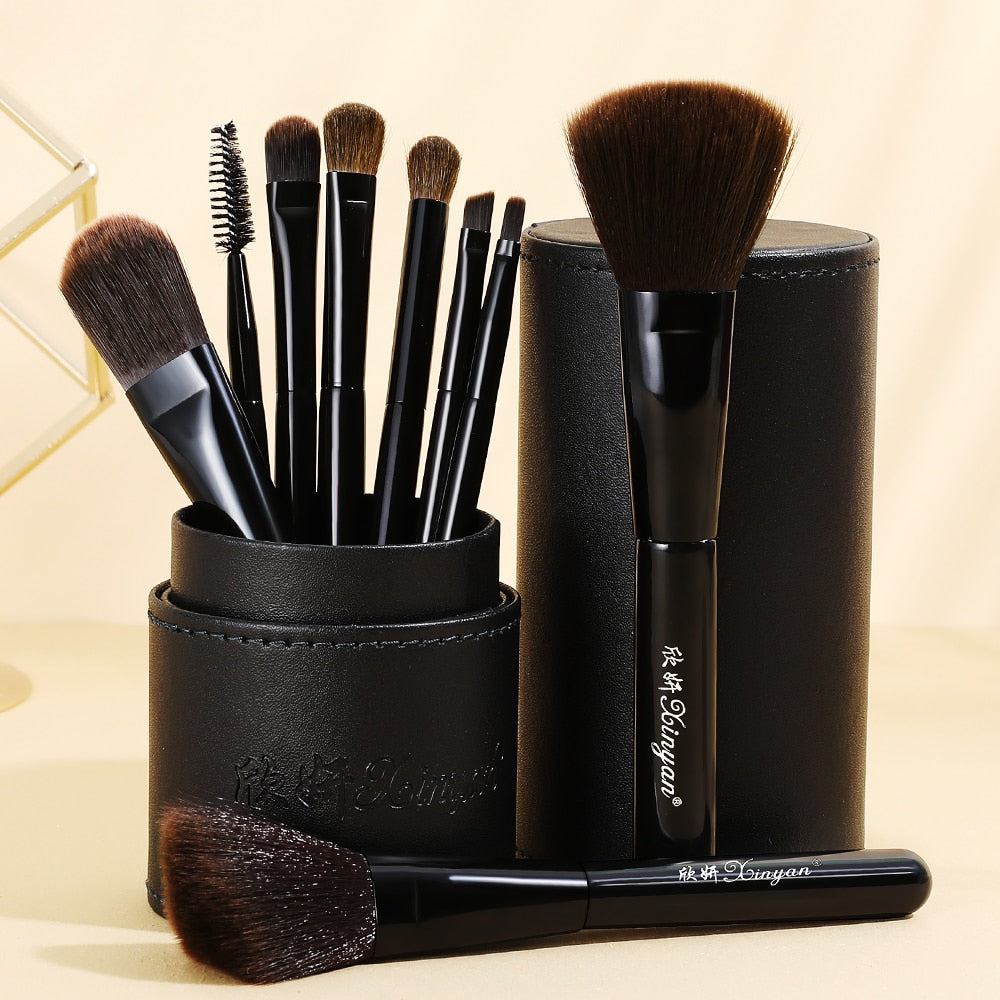 XINYAN-Juego de brochas de maquillaje para principiantes, colorete, sombra de ojos, corrector labial, cosméticos, maquillaje con estuche brillante, base en polvo, herramientas de belleza