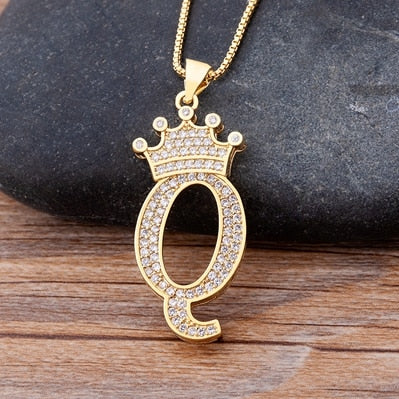 Nidin, nuevo collar de cadena con colgante de alfabeto AZ de circonita de cobre de lujo, estilo Hip-Hop, joyería de nombre inicial para mujer y hombre
