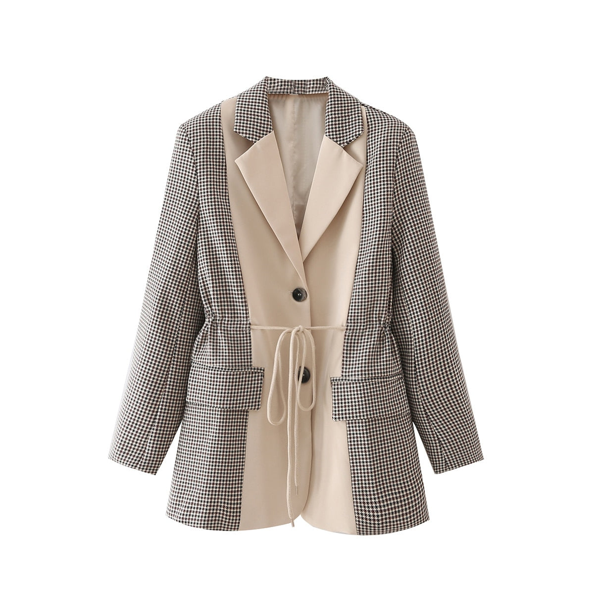Willshela, moda para mujer, con bolsillos, chaqueta de retazos con una hilera de botones, cuello entallado, manga larga, abrigos Vintage para mujer, Tops elegantes
