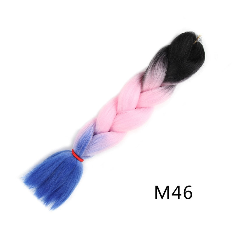 GAKA Women Jumbo Braids Pink Blonde Green Two Tone Color Long Ombre Glowing Twist Synthetic Braiding Hair Extension
