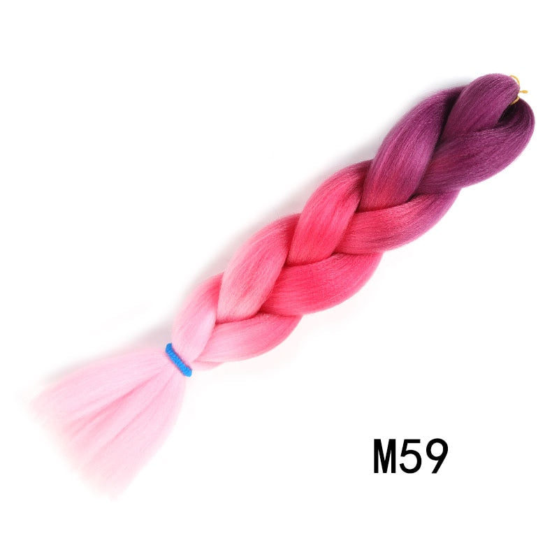 GAKA Women Jumbo Braids Pink Blonde Green Two Tone Color Long Ombre Glowing Twist Synthetic Braiding Hair Extension