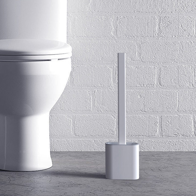Escobilla de baño con soporte de Base, cabezal de silicona, cerdas suaves flexibles, accesorios de baño duraderos desmontables montados en la pared