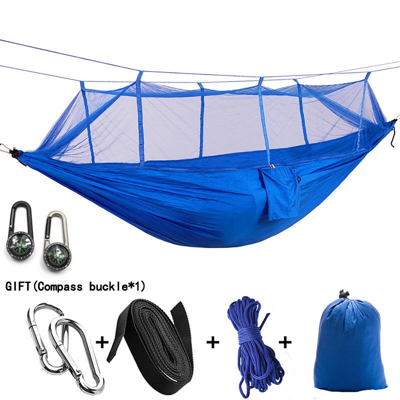 Hamaca para acampar/jardín con mosquitera, muebles de exterior para 1-2 personas, cama colgante portátil, columpio para dormir de tela de paracaídas resistente
