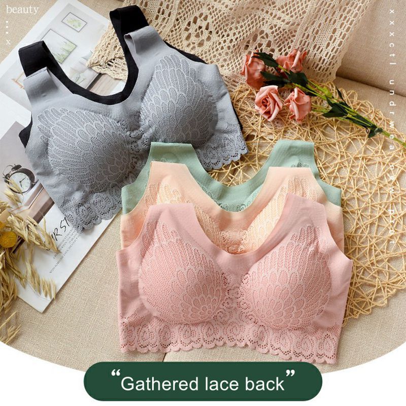 Ropa interior de látex tailandesa, sujetador para mujer, pecho pequeño, anillo de acero sin costuras, chaleco deportivo sin costuras, espalda de encaje