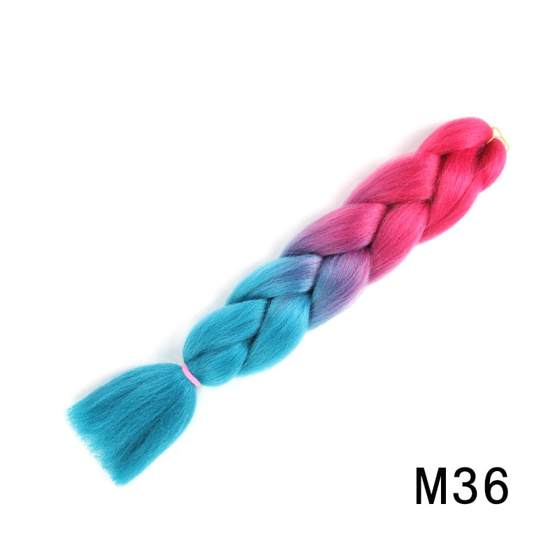 GAKA Women Jumbo Braids Pink Blonde Green Two Tone Color Long Ombre Glowing Twist Synthetic Braiding Hair Extension