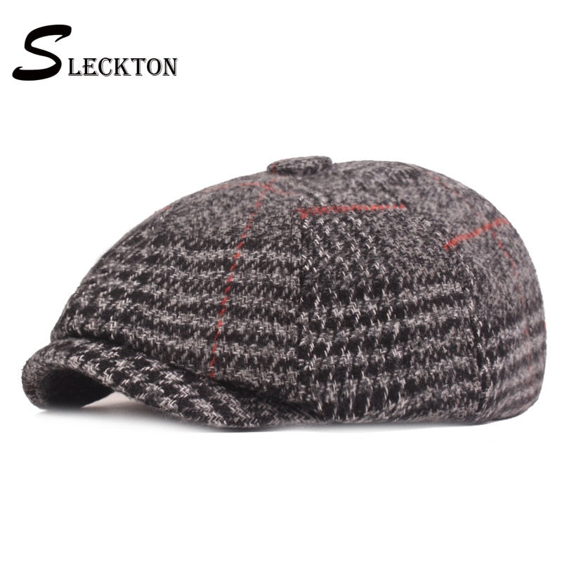 SLECKTON 2020 Winter Warm Hats for Men 10%Wool Newsboy Caps Retro Octagonal Hat Casual Mens Fashion Berets Peaky Blinders Gorras