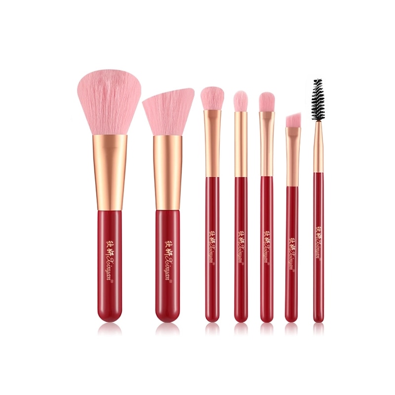 XINYAN-Juego de brochas de maquillaje para principiantes, colorete, sombra de ojos, corrector labial, cosméticos, maquillaje con estuche brillante, base en polvo, herramientas de belleza
