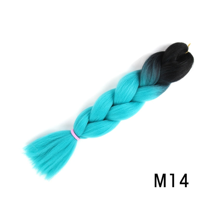 GAKA Women Jumbo Braids Pink Blonde Green Two Tone Color Long Ombre Glowing Twist Synthetic Braiding Hair Extension