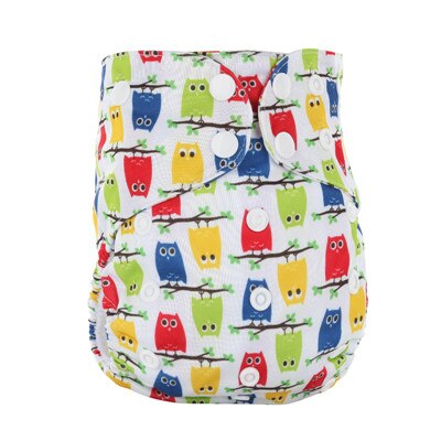 Pañales reutilizables AIO con impresión digital PORORO con 2 refuerzos de bambú, pañal de tela transpirable todo en uno de bambú