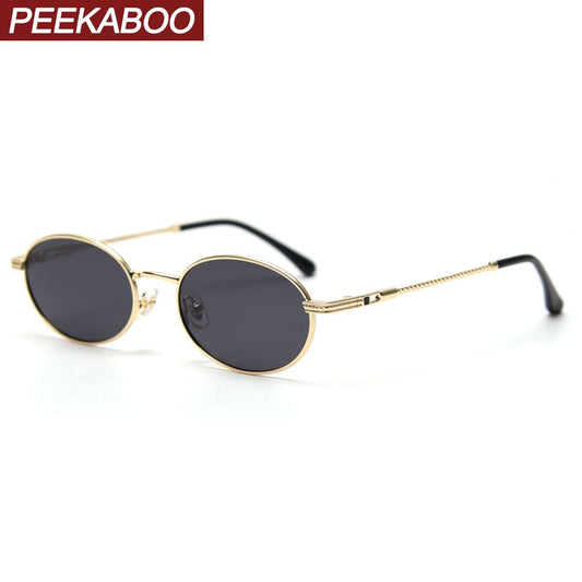 Peekaboo-gafas ovaladas retro para hombre y mujer, lentes de sol pequeñas doradas de alta calidad, uv400, metal, amarillo, rojo, superventas, 2021