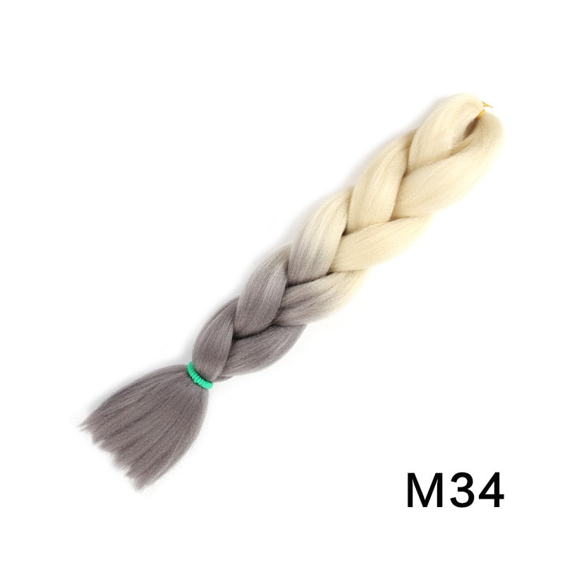 GAKA Women Jumbo Braids Pink Blonde Green Two Tone Color Long Ombre Glowing Twist Synthetic Braiding Hair Extension