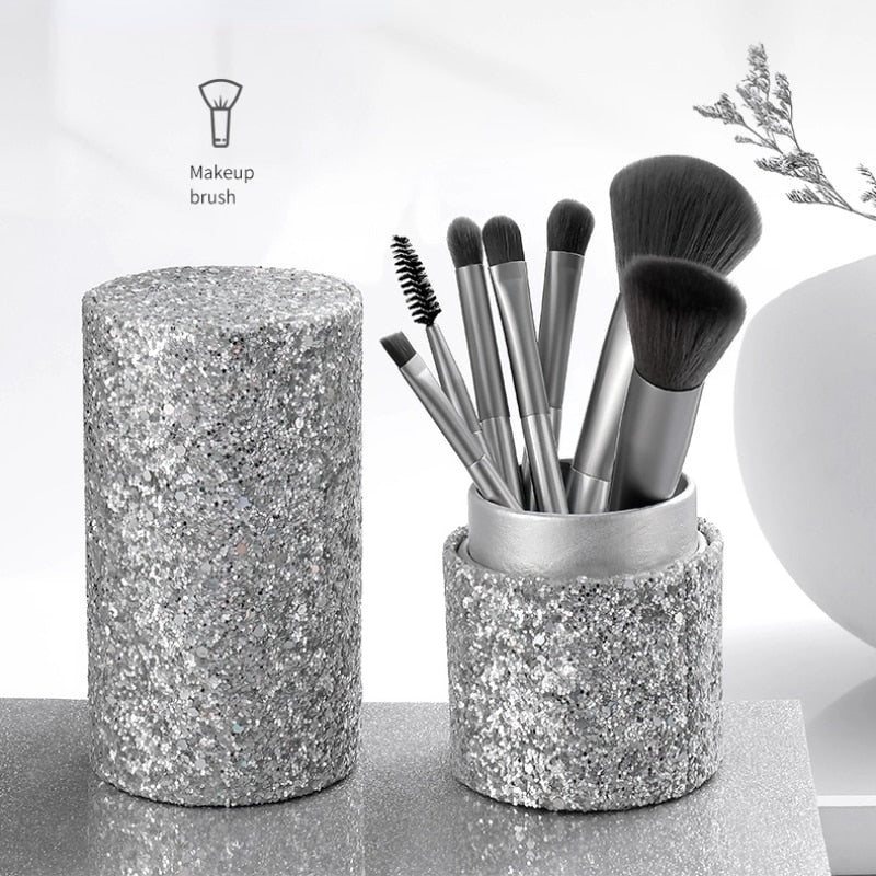 XINYAN-Juego de brochas de maquillaje para principiantes, colorete, sombra de ojos, corrector labial, cosméticos, maquillaje con estuche brillante, base en polvo, herramientas de belleza