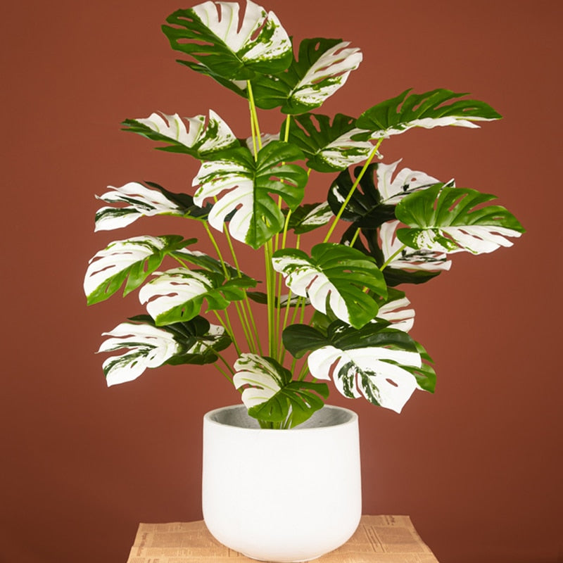 Plantas falsas de 75cm y 24 tenedores, rama de árbol Artificial grande de Monstera, hoja de tortuga falsa de palma Tropical de plástico para decoración de la habitación del jardín del hogar