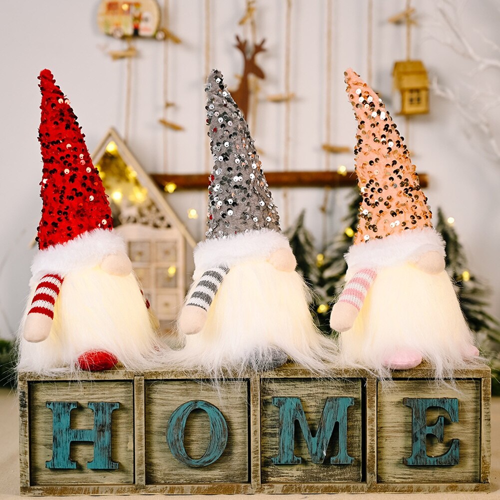 Lámpara de Gnomo luminosa para Navidad, Mini árbol de muñecas, colgante de felpa, decoración para fiesta en casa, adornos colgantes, Navidad, Año Nuevo