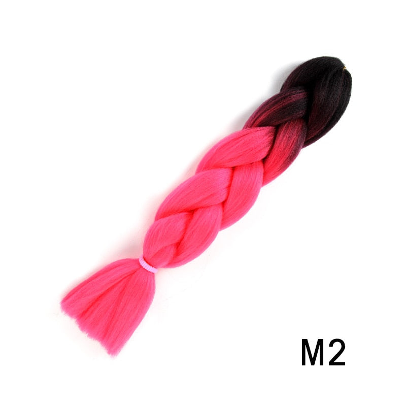 GAKA Women Jumbo Braids Pink Blonde Green Two Tone Color Long Ombre Glowing Twist Synthetic Braiding Hair Extension