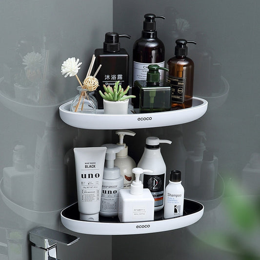 Estante de baño, estante de almacenamiento triangular, organizador de almacenamiento para lociones, ama de llaves, organizador de pared para accesorios de baño