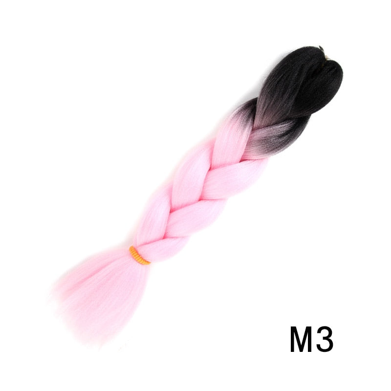 GAKA Women Jumbo Braids Pink Blonde Green Two Tone Color Long Ombre Glowing Twist Synthetic Braiding Hair Extension