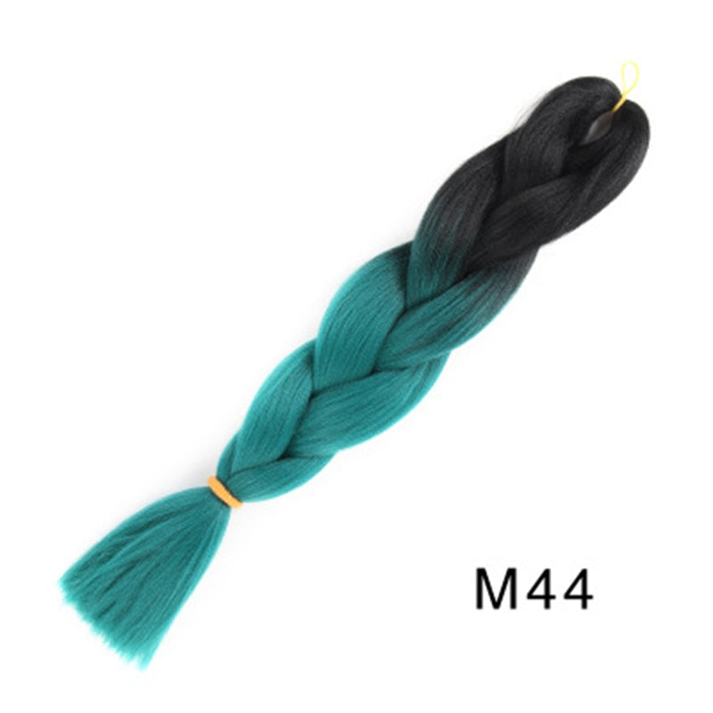 GAKA Women Jumbo Braids Pink Blonde Green Two Tone Color Long Ombre Glowing Twist Synthetic Braiding Hair Extension