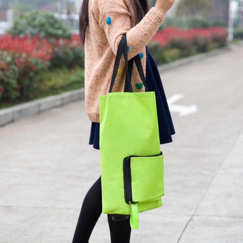 Bolsa de almacenamiento plegable de alta capacidad para compras, organizador de alimentos, bolsa con ruedas, bolsas de compras portátiles, comprar bolsas para verduras
