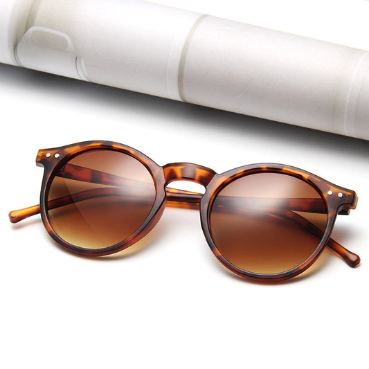 Gafas De Sol redondas De leopardo Vintage para mujer, gafas De Sol con espejo De ojo De gato a la moda para mujer, gafas De Sol clásicas con gradiente De diseñador De marca
