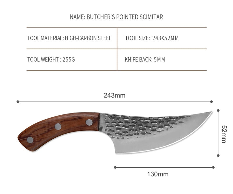 Cuchillo de Chef serbio de 5,5 pulgadas, cuchillo de caza forjado hecho a mano para exteriores, cuchillo de cocina de acero inoxidable, cuchillo de carnicero para deshuesar