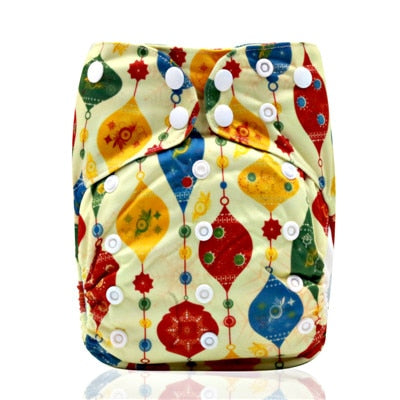 Pañales reutilizables AIO con impresión digital PORORO con 2 refuerzos de bambú, pañal de tela transpirable todo en uno de bambú