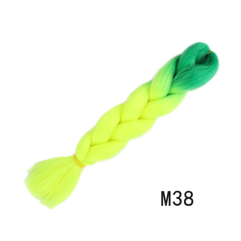 GAKA Women Jumbo Braids Pink Blonde Green Two Tone Color Long Ombre Glowing Twist Synthetic Braiding Hair Extension