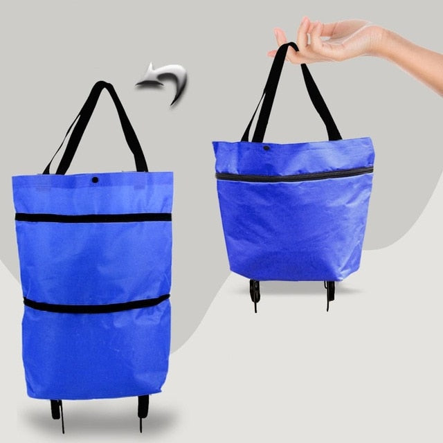Bolsa de almacenamiento plegable de alta capacidad para compras, organizador de alimentos, bolsa con ruedas, bolsas de compras portátiles, comprar bolsas para verduras