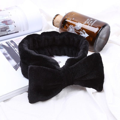 Flannel Cosmetic Headbands Soft Bowknot Elastic Hair Band Hairlace for Washing Face Shower Spa Makeup Tools