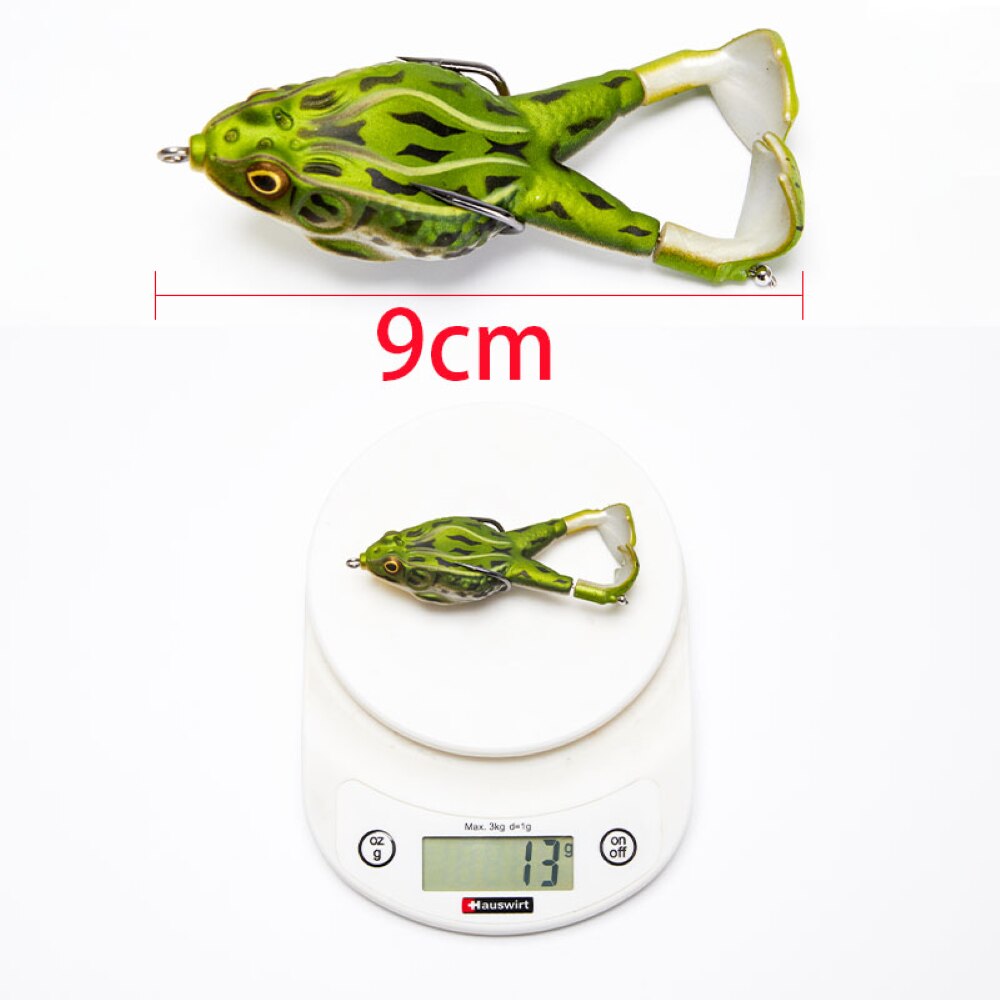 Señuelo de pesca tipo rana, hélice de rana, aletas para el pie, cebo Artificial, 9Cm/13,7G, señuelo suave biónico flotante, Wobblers de pesca de carpa