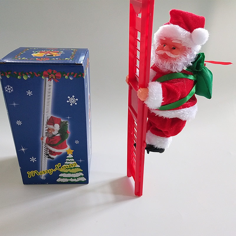 Cuentas de escalada eléctricas Papá Noel con música Papá Noel subiendo las escaleras decoración del árbol de Navidad escalada repetida para regalo de niños