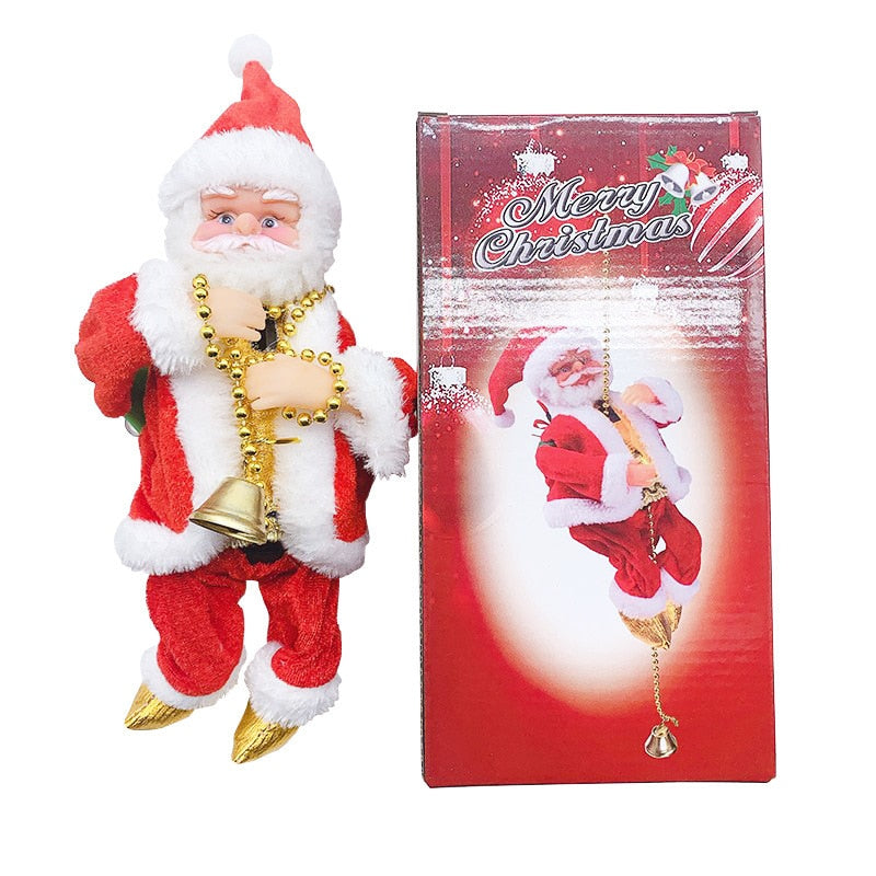 Cuentas de escalada eléctricas Papá Noel con música Papá Noel subiendo las escaleras decoración del árbol de Navidad escalada repetida para regalo de niños