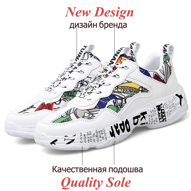 TUINANLE zapatillas de deporte mujer primavera Casual zapatos de moda tamaño 35-43 Graffiti señoras zapatos vulcanizados zapatillas blancas zapatos de amante