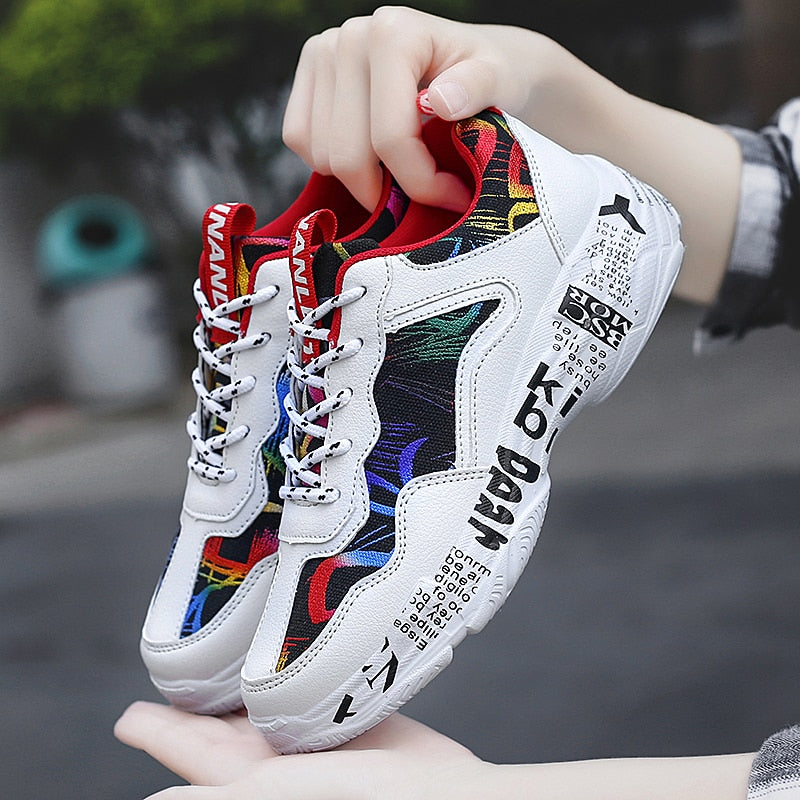TUINANLE zapatillas de deporte mujer primavera Casual zapatos de moda tamaño 35-43 Graffiti señoras zapatos vulcanizados zapatillas blancas zapatos de amante