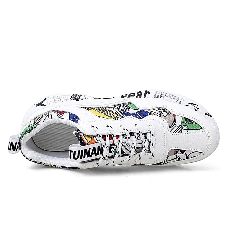 TUINANLE zapatillas de deporte mujer primavera Casual zapatos de moda tamaño 35-43 Graffiti señoras zapatos vulcanizados zapatillas blancas zapatos de amante