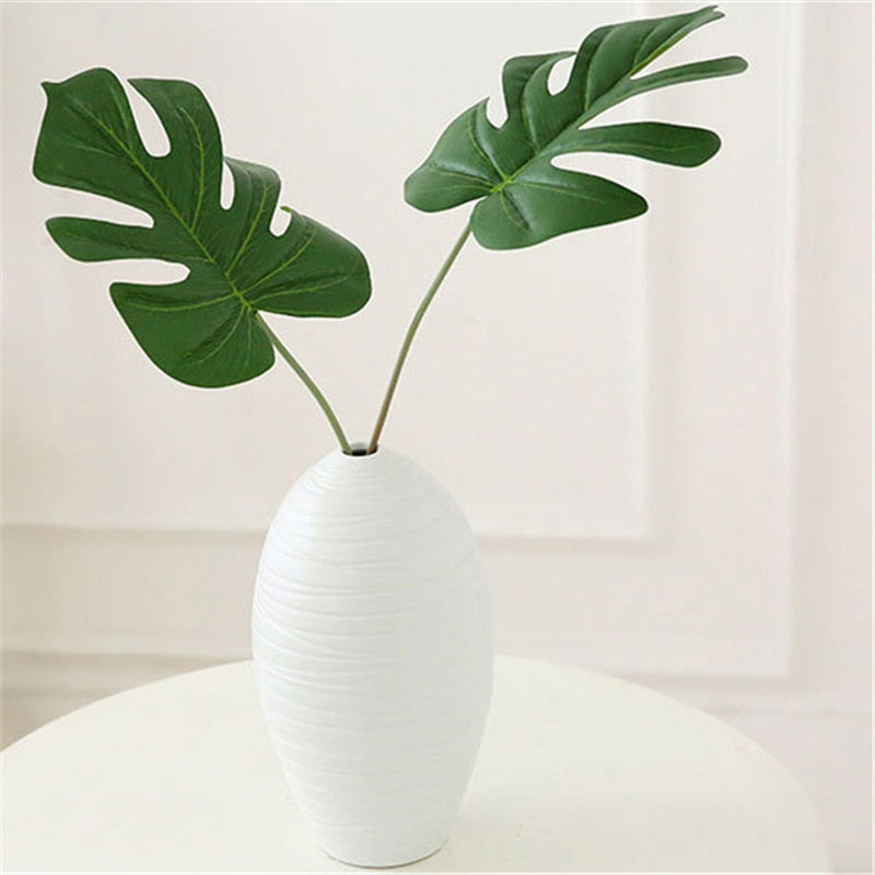 4 Uds. De hojas artificiales grandes de palmera Monstera, hoja de plástico verde, decoración DIY para boda, planta de arreglo de flores baratas