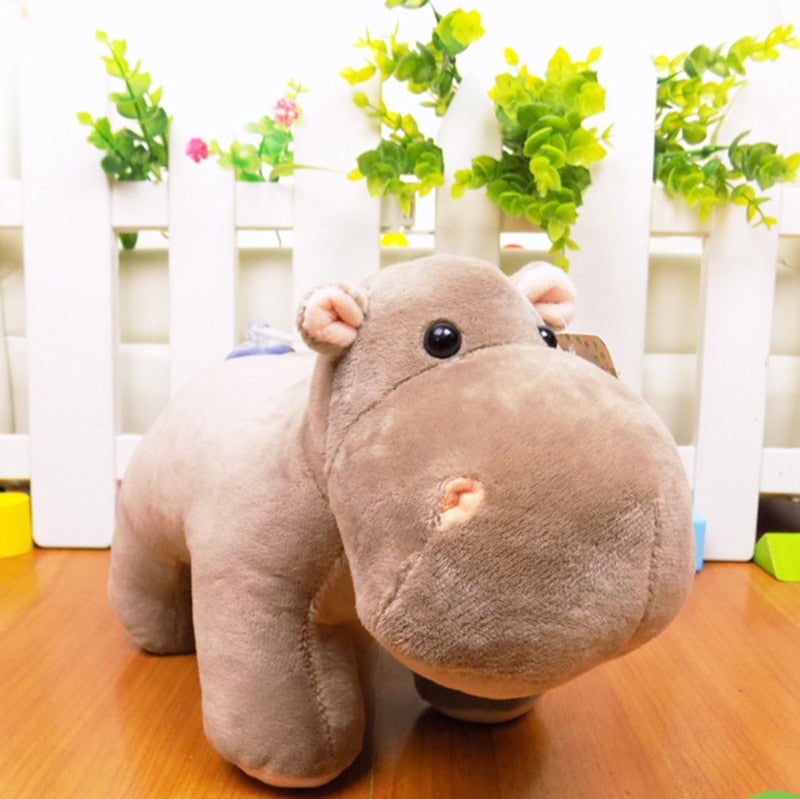 Simulación de elefante/hipopótamo/rinoceronte, muñecos de animales de peluche, juguetes de algodón suave para bebés, regalo para niños 22*15cm