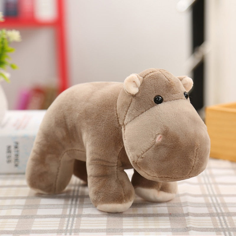 Simulación de elefante/hipopótamo/rinoceronte, muñecos de animales de peluche, juguetes de algodón suave para bebés, regalo para niños 22*15cm