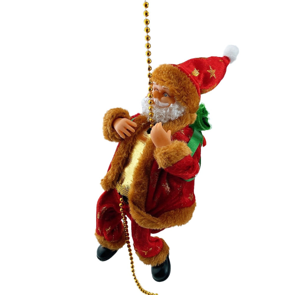 Cuentas de escalada eléctricas Papá Noel con música Papá Noel subiendo las escaleras decoración del árbol de Navidad escalada repetida para regalo de niños
