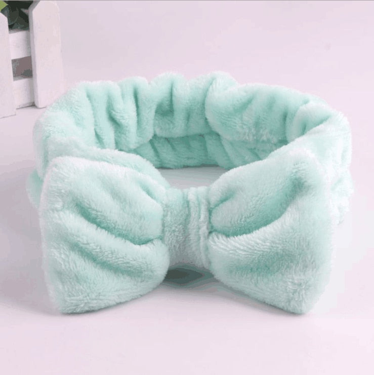 Flannel Cosmetic Headbands Soft Bowknot Elastic Hair Band Hairlace for Washing Face Shower Spa Makeup Tools