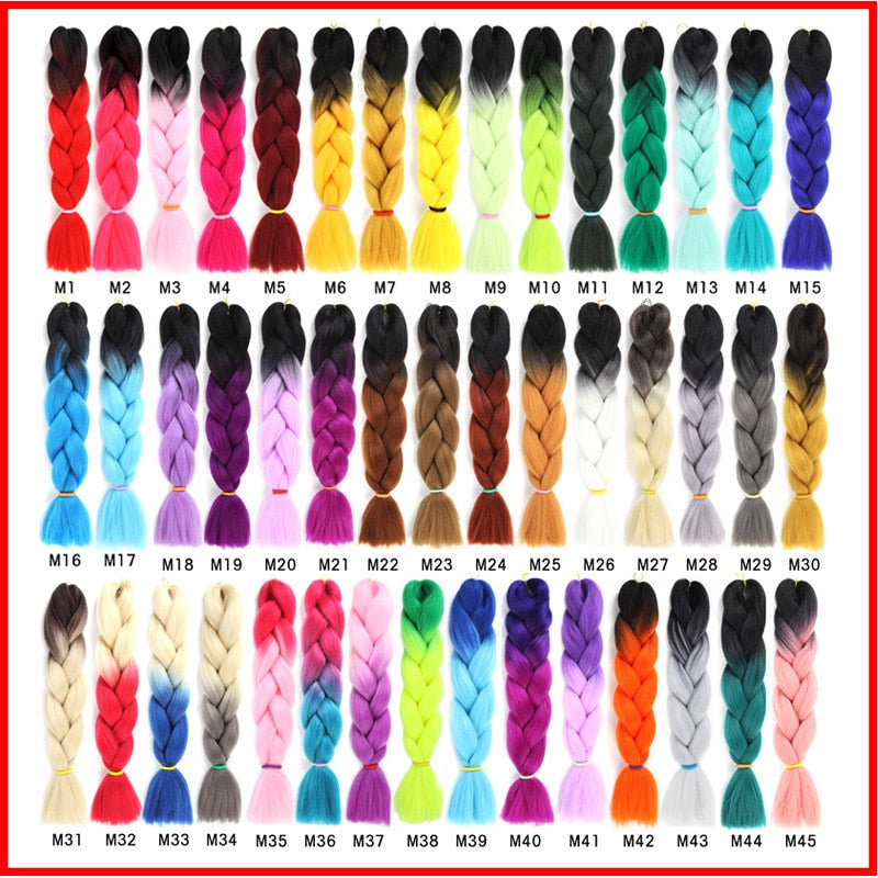 GAKA Women Jumbo Braids Pink Blonde Green Two Tone Color Long Ombre Glowing Twist Synthetic Braiding Hair Extension
